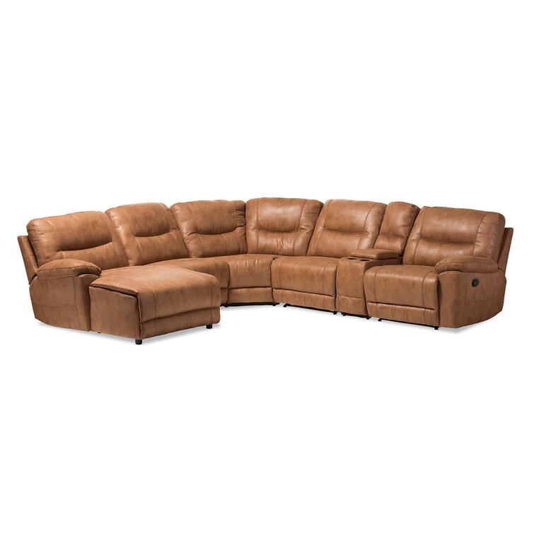 Baxton Mistral 6 Piece Upholstered Reclining Sectional Wayfair